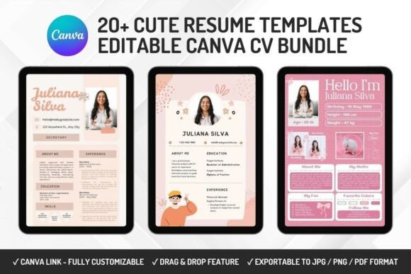 Download 20 Cute Resume Templates – Canva - Templates Collection