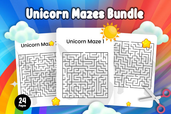 Download 24 Unicorn Mazes Bundle - KDP Interior - Kdp interior Collection