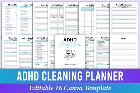 Download ADHD Cleaning Planner Canva Templates - Templates Collection