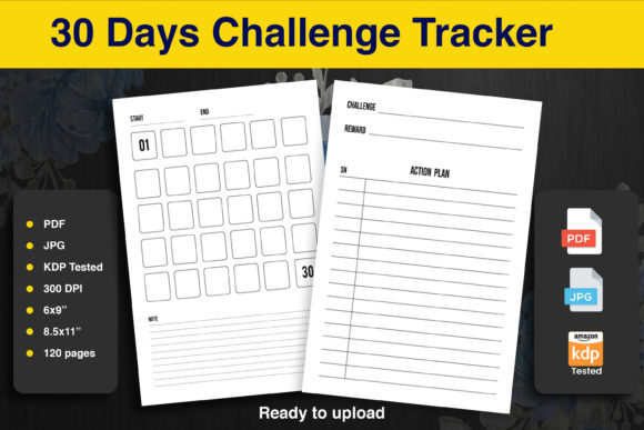 Download KDP Interior ~ 30 Days Challenge Tracker - Kdp interior Collection