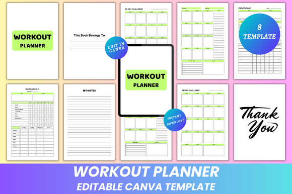 Download Workout Planner Canva Kdp Interior - Kdp interior Collection