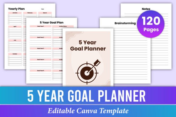 Download 5 Year Goal Planner Canva Kdp Interior - Kdp interior Collection