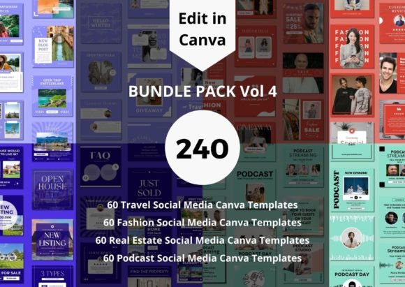Download 240 Social Media Canva Templates Bundle - Templates Collection