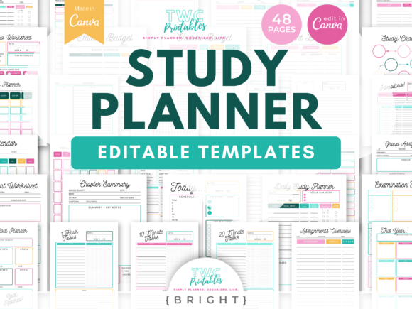 Download Study Planner Canva Templates | BRIGHT - Templates Collection