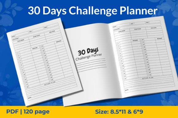 Download 30 Days Challenge Planner KDP Interiors - Kdp interior Collection
