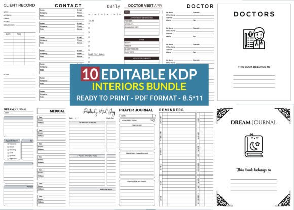 Download 10 Editable KDP Interiors Bundle Pack - Kdp interior Collection
