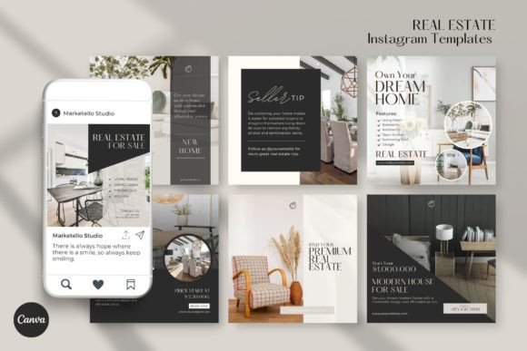 Download Real Estate Instagram Templates CANVA - Templates Collection