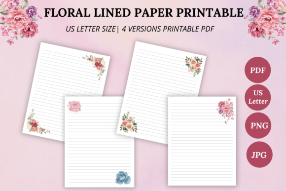 Download Floral Lined Paper Printable - Lined paper Collection