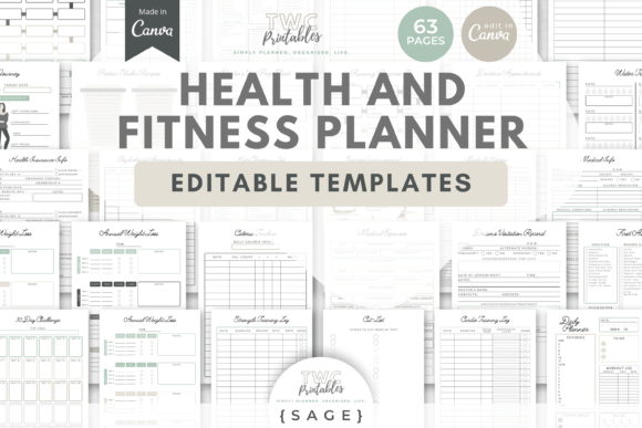 Download Health &amp; Fitness Planner Canva Templates - Templates Collection