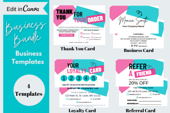 Download Small Business Card Bundle, Canva Templates - Templates Collection