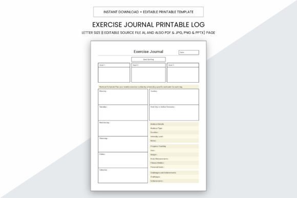 Download Exercise Journal Printable Planner - Printable Collection