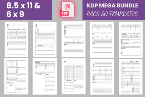 Download 50 KDP Interior Template Editable Bundle - Kdp interior Collection