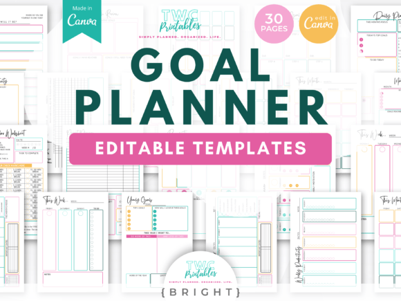 Download Goal Planner Canva Templates | BRIGHT - Templates Collection