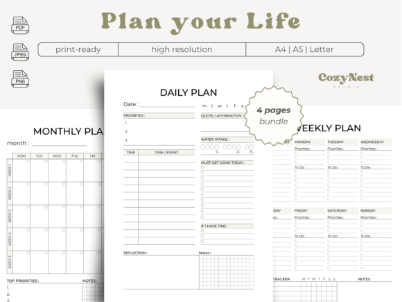 Download Printable Planner | Daily Weekly Monthly - Printable Collection