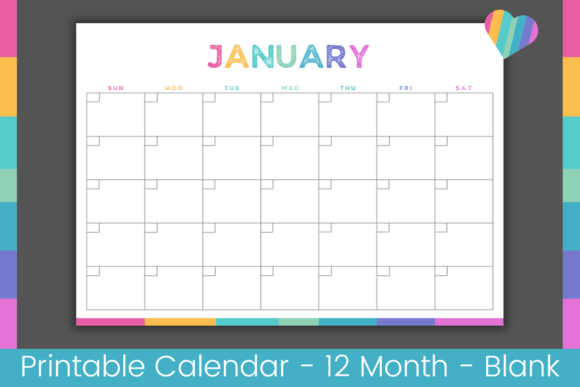 Download Colorful Blank Calendar Printable - Printable Collection