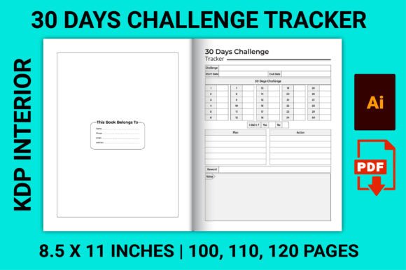 Download 30 Days Challenge Tracker - Kdp Interior - Kdp interior Collection