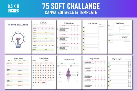 Download 75 Soft Challenge Canva KDP Interiors - Kdp interior Collection
