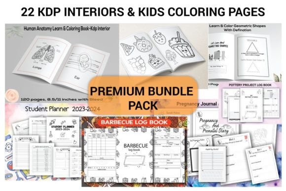 Download 22 KDP Interiors &amp; Kids Coloring Bundle - Kdp interior Collection