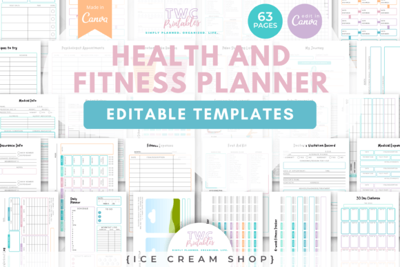 Download Health &amp; Fitness Planner Canva Templates - Templates Collection