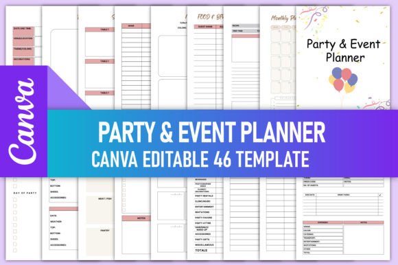 Download Party &amp; Event Planner Canva KDP Interior - Kdp interior Collection