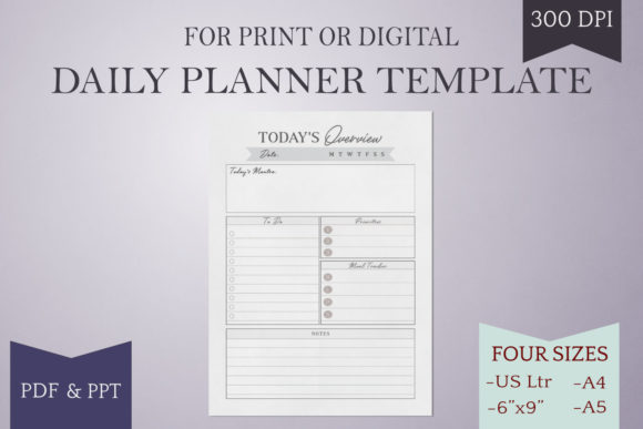Download Daily Planner Page - Printable - 4 Sizes - Printable Collection