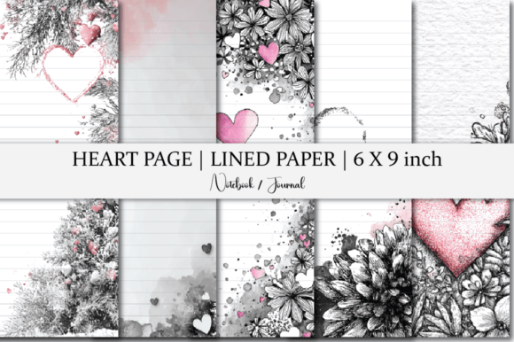 Download Notebook | Lined Paper | Heart Pink Tone - Lined paper Collection