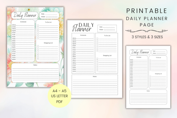 Download Printable Daily Planner Page Floral - Printable Collection