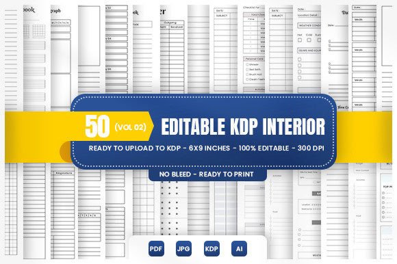 Download 50 Editable KDP Interior Bundle Vol(02) - Kdp interior Collection