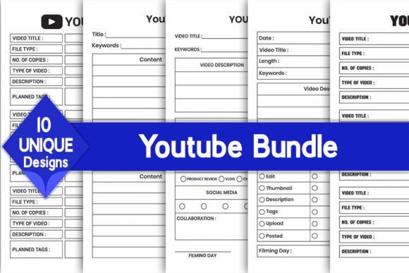 Download Youtube Log Book Bundle | KDP Interior - Log book Collection